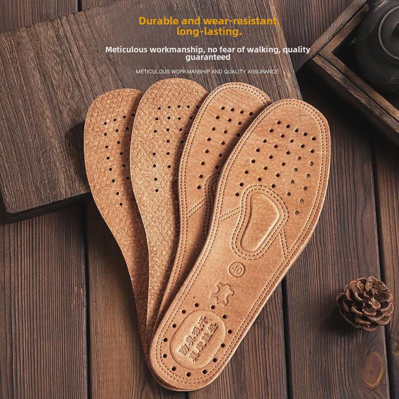 Утолщенные стельки из натуральной кожи, впитывающие влагу, дышащие, дезодорирующие, для мужчин и женщин