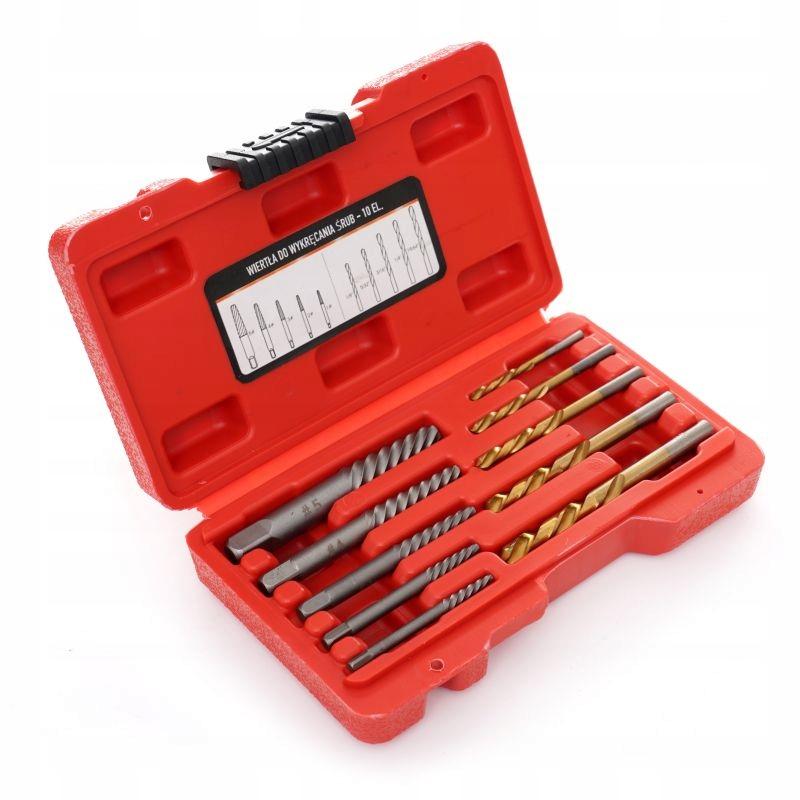 Set of drill bits for removing broken screws with a case 10 pcs Kraft&Dele