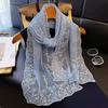 Lightweight Sunscreen Shawl Embroidered Flower Silk Scarf Elegant Lace Scarf  Women