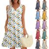 Womens Summer Dresses Loose V Neck Sleeveless Sundresses Dress With Pockets