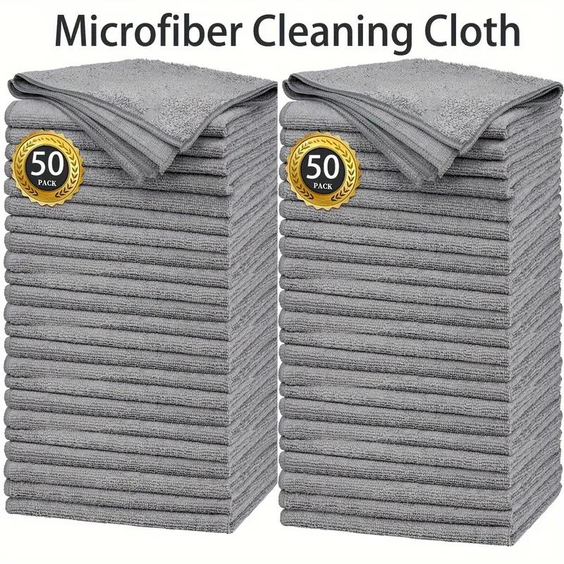 1/100PCS Gray Bamboo Charcoal Thickened Super Absorbent Dishcloth Anti-grease Kitchen Wiping Rags Microfiber Cleaning Cloths