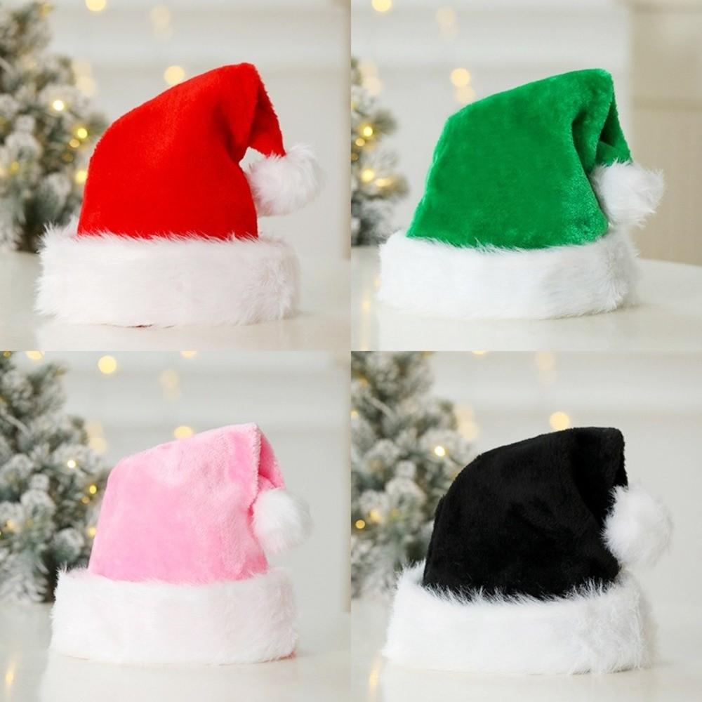 Pom Pom Plush Christmas Hat Faux Fur Trim Festive Santa Cap Christmas Santa Hat Christmas Parties
