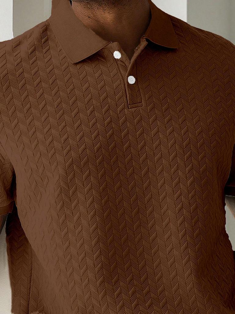 Летняя мужская однотонная рубашка-поло 2025 - Короткий рукав, Деловой стиль, Ткань из химических волокон