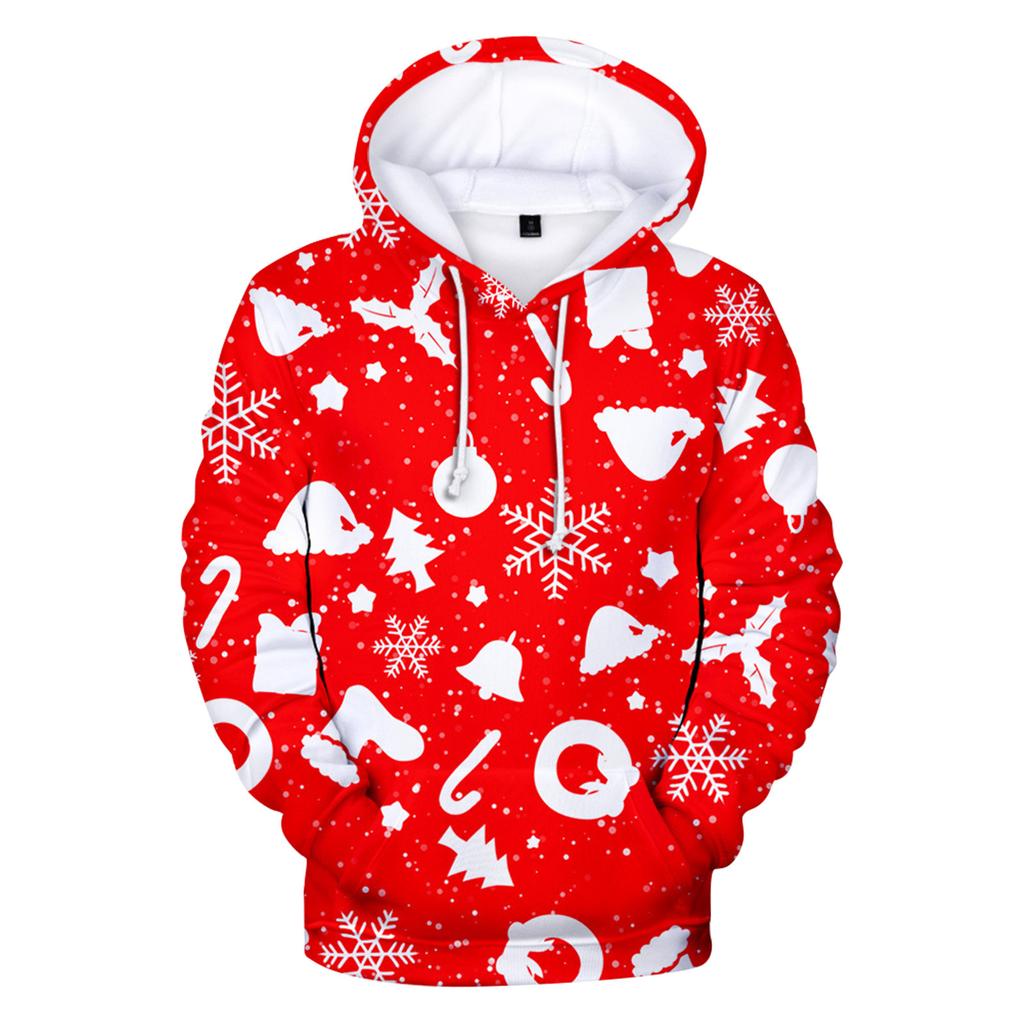 Рождественский модный свободный мужской и женский тонкий свитер с капюшоном