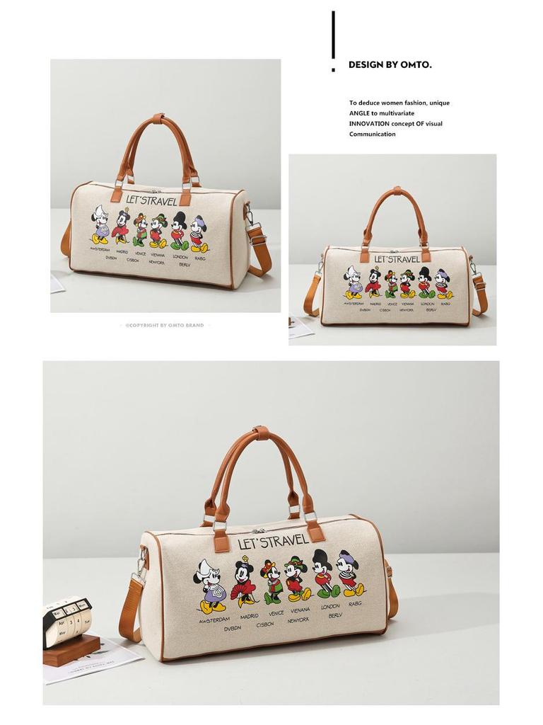 Корейская мультяшная женская парусиновая сумка большой вместимости для спорта и путешествий