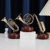 Trumpet Music Box Classical Wind Up Musicbox Twirling Music Box Rotating Base Brass Wind Instrument Miniature Replica