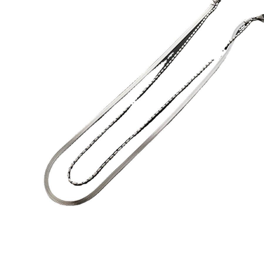 Ожерелье из титановой стали с двойной змеевидной цепочкой, не тускнеющее - Летний женский чокер и аксессуар для ключицы