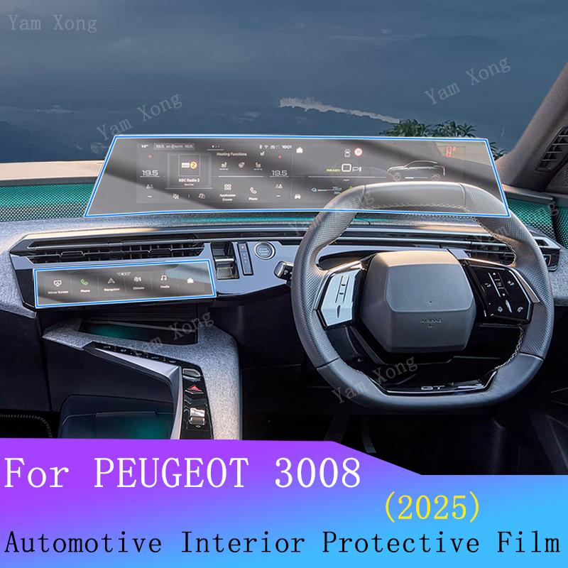 For PEUGEOT 3008 Car interior Speedometer TPU Transparent Wrap Cover Film Navigation Protection Sticker LED screen Accessories
