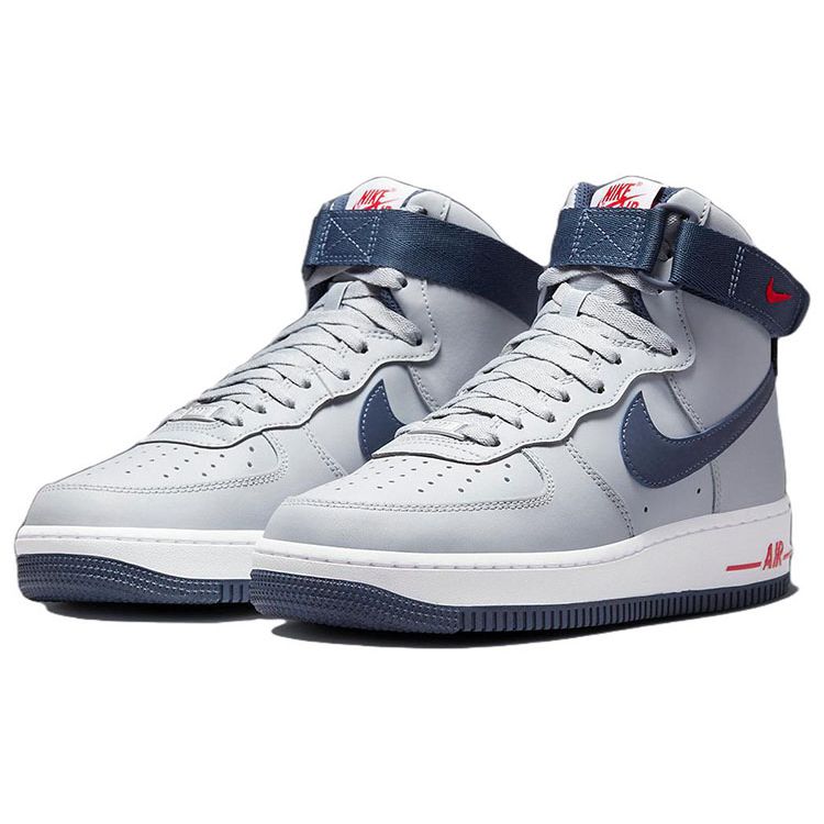 Nike Женские кроссовки Air Force 1 High New England Patriots серые, волчьи-серые, темно-синие, DZ7338-001