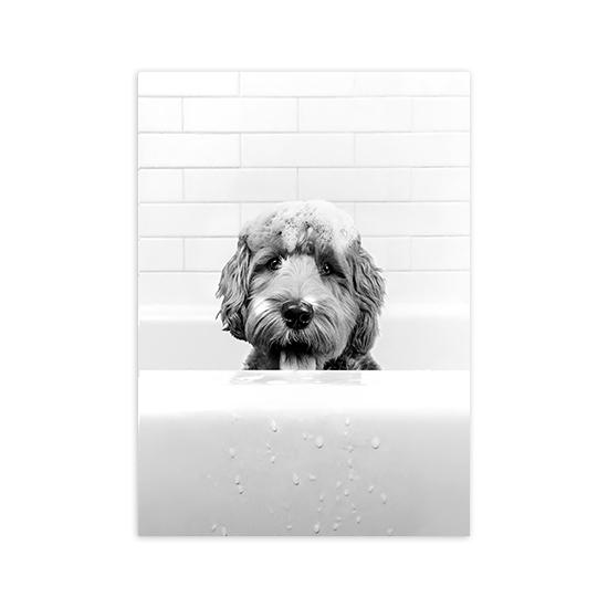 New Arrival Black White Animals In Tub Bathroom Wall Art Canvas Painting Posters and Prints Wall Pictur for Room Decor One Piece