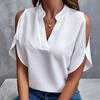 Женская шифоновая блузка с открытыми плечами, летние однотонные повседневные топы с v-образным вырезом