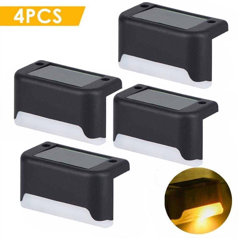 4 шт. в упаковке, солнечные палубные светильники, уличные водонепроницаемые светодиодные светильники для ограждения, садовые ступенчатые светильники для патио, лестницы, перил, дорожки, солнечная лампа