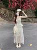 Summer women's clothing ruffle leaf edge suspender dress women's waist, hip wrap and thin holiday style super good-looking long skirt