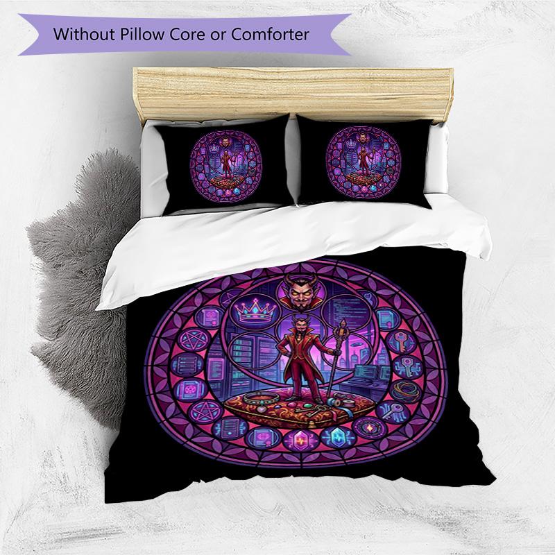 Devils Digital Realm Pattern Bedding,Quilt Set Quilt Cover Pillowcase Home Birthday Gift (1 * duvet cover + 2 * pillowcase, without core)