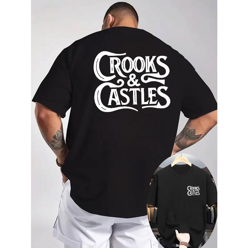 Мужская летняя футболка Crooks & Castles | Круглый вырез, короткие рукава, прохладная, удобная, двусторонняя печать для активного отдыха