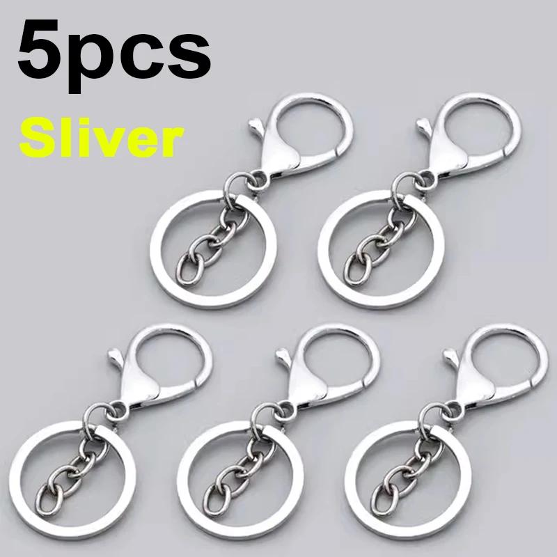 5/10pcs Lobster Clasps Lanyard Snap Hooks with Key Rings Metal Key Chain Lobster Claw Clip Hook for Keychains Jewelry DIY Crafts