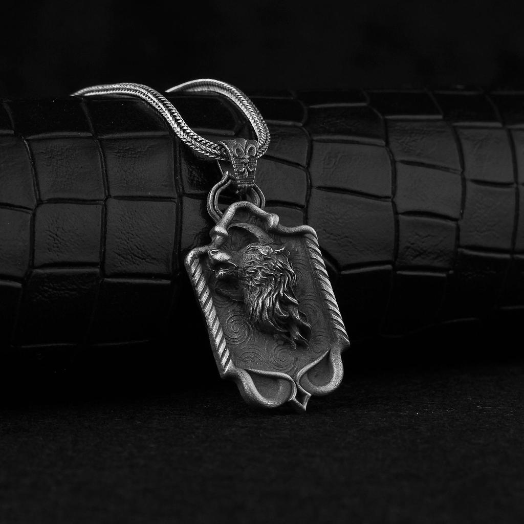 Wolf Pendant Necklace 925 Sterling Silver Fine Jewelry Pendant For Men Accessory for Him Birthday Gift for Father