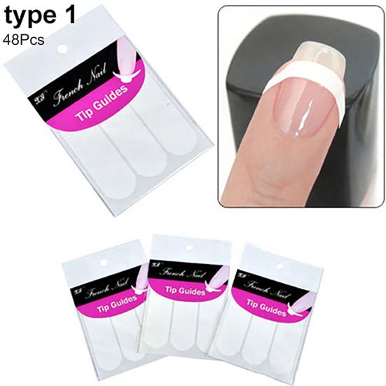 48Pcs French Mould Nail Form Fringe Guide Manicure Diy Sticker Tips Decoration