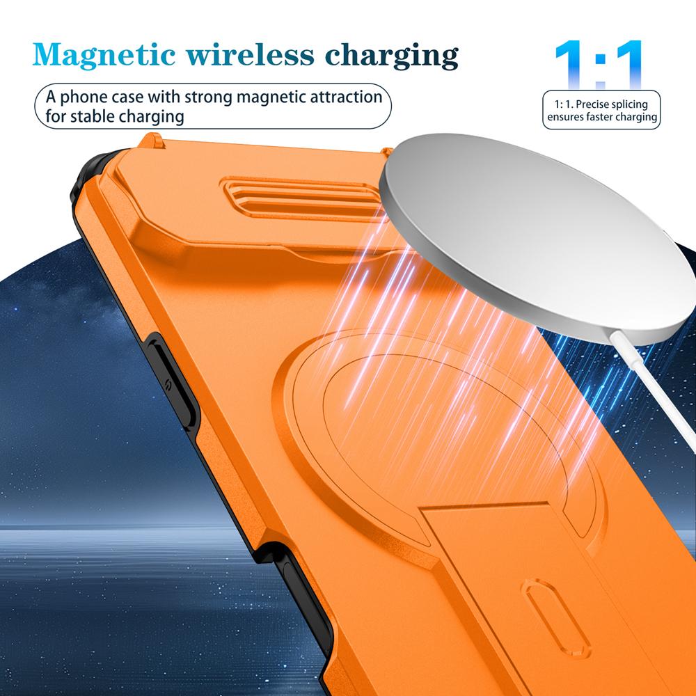 KEYSION Противоударный магнитный чехол для iPhone Air с защитой камеры-слайдера, подставкой и беспроводной зарядкой, чехол для телефона для iPhone 17 Air