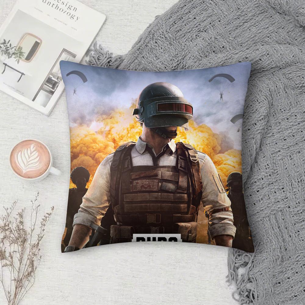 Игровой P-PUBG B-BATTLEGROUNDS Наволочка Квадратная Двусторонняя Печать Короткий Плюш Чехол на Подушку для Дивана Спальня Прикроватная Подушка