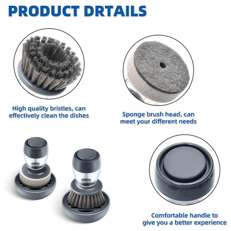 Набор из 2 щеток для мытья посуды с дозатором мыла, набор кухонных скребков для мытья посуды с поддоном для слива для мытья тарелок/кастрюль