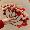 Cartoon New Year Headband Pony Plush Hair Hoop Cute Red Velvet Bow Hairband  Children
