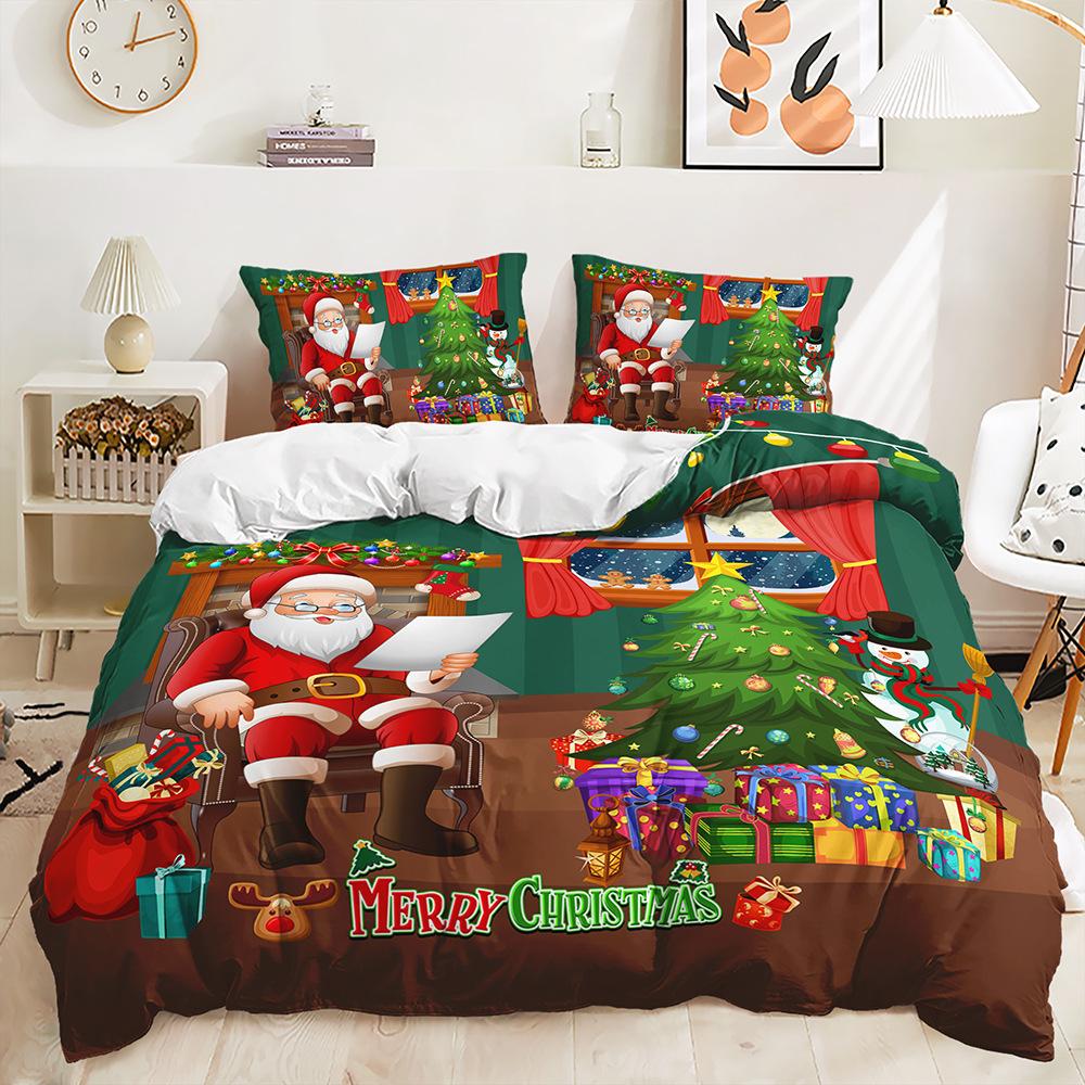 Рождественский комплект квилтов из трех предметов Комплект постельного белья из двух предметов