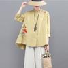 Spring Autumn Round Neck Long Sleeve Fashion Shirt Women High Street Embroidered Button Cardigan Pure Cotton Elegant Tops