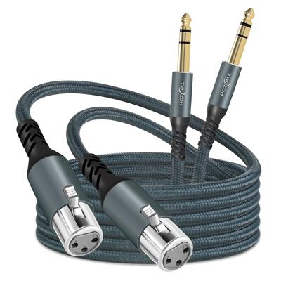 Twozoh XLR гнездо к TRS кабелю 1 м 2 шт. Плетеный стерео джек четверть дюйма Кабель для микрофона XLR 1/4" (6,35) (Профессионал/Hi-Fi)