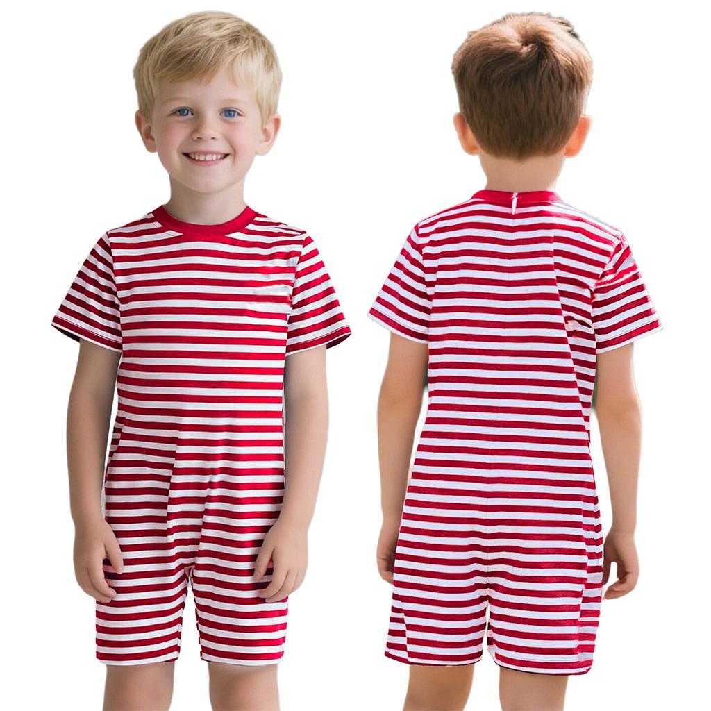Thigh-Length Anti-Strip Romper for Kids: Invisible Back Zip, Breathable Short Sleeve, Ideal for Sensory & Behavioral Care
