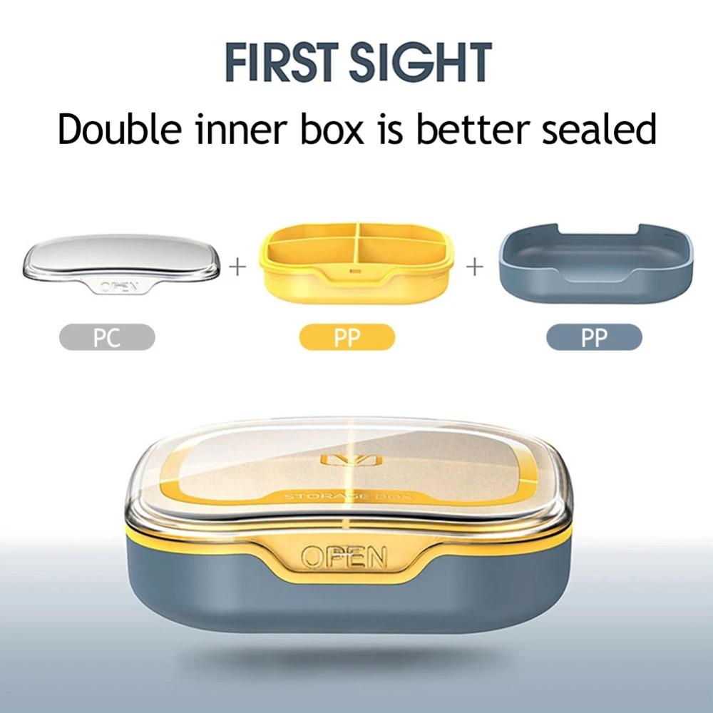 6 Grid Portable Eight Grid Sub Packing Large Capacity Pill Box Sealed Moisture Proof Pill Storage Box Folding Waterproof Pill
