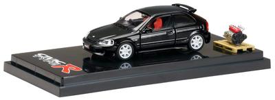 Honda CIVIC TYPE R Starlight Black Pearl с дисплеем двигателя, модель HJ642016BK 1/64 (ГФ-ЕК9)