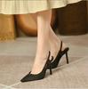 Spring   Women Slingback Sandals Pointed Toe Slip On Thin High Heel Ladies Elegant Pumps Shoes Drss Sandals
