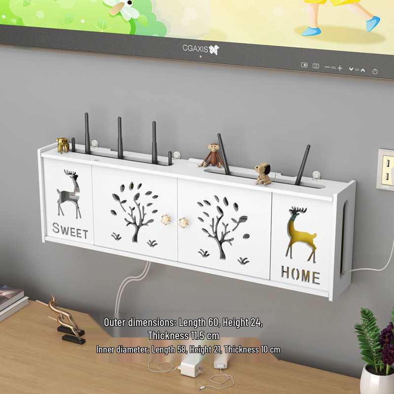 Настенная полка без сверления для Wi-Fi роутера и ТВ-приставки для гостиной/спальни