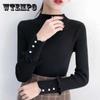 Ayollar Sviteri Slim Ingichka Uzun Qisma Yarim Baland Yoqali Pullover Trikotaj Taglik Ko'ylak
