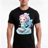 Charming Isometric Mermaid On Ocean Rock Tshirt Summer Casual Cotton Tee Oversized Streetwear Tops Vintage Graphic Print