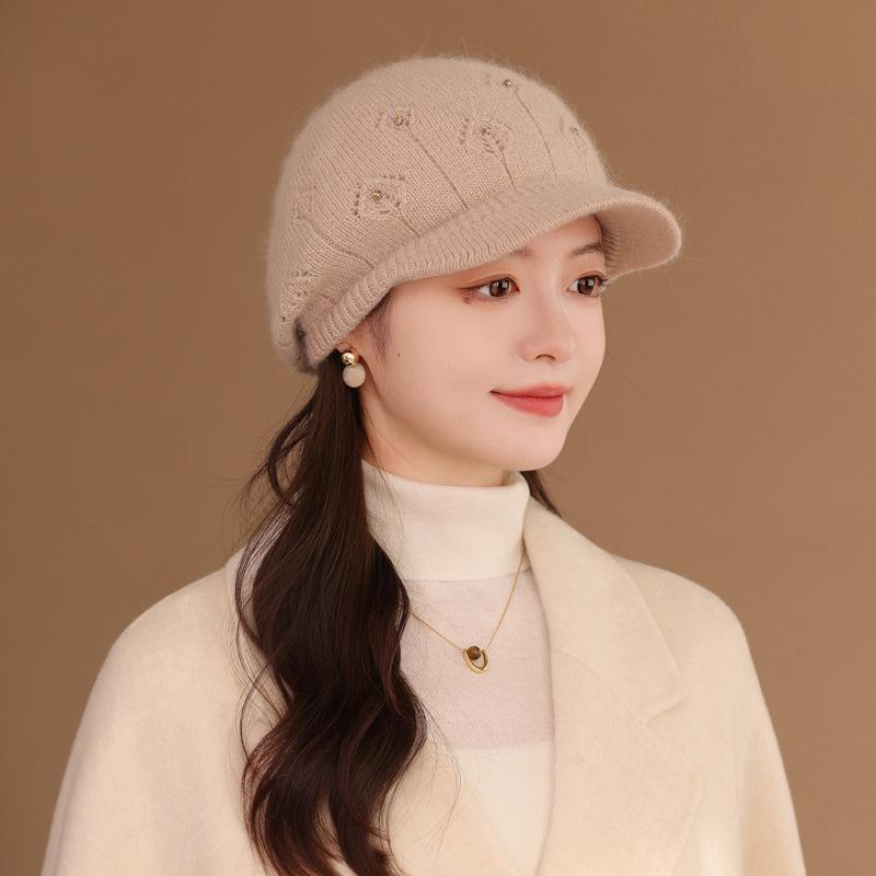 In the elderly hat women's autumn and winter fleece thickened warm ear protection knitted rabbit hair old lady fisherman hat tide