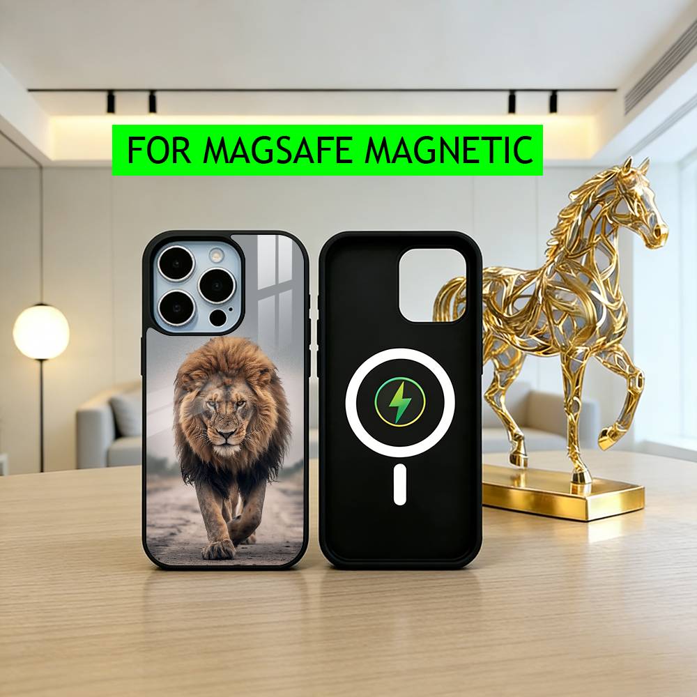 Чехол для телефона L-Lion с узором P для iPhone 17, 16, 15, 14, 13, 12, 11 Plus, Pro, магнитный с беспроводной зарядкой Magsafe