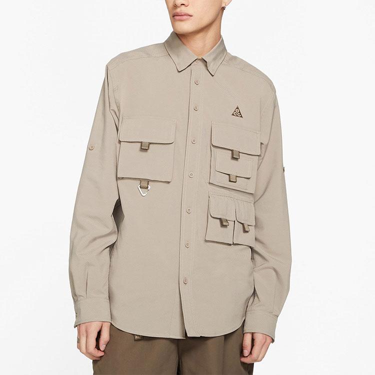 Nike Dri-Fit Adv UV Devastation Trail Куртка с длинными рукавами и водонепроницаемыми карманами Мужские топы цвета хаки DB1014-087