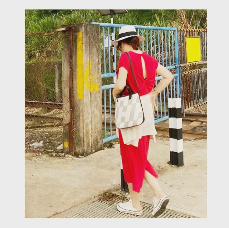 Большая вместительная сумка-тоут из холста и натуральной кожи - женская сумка из твила для ношения в руке и через плечо