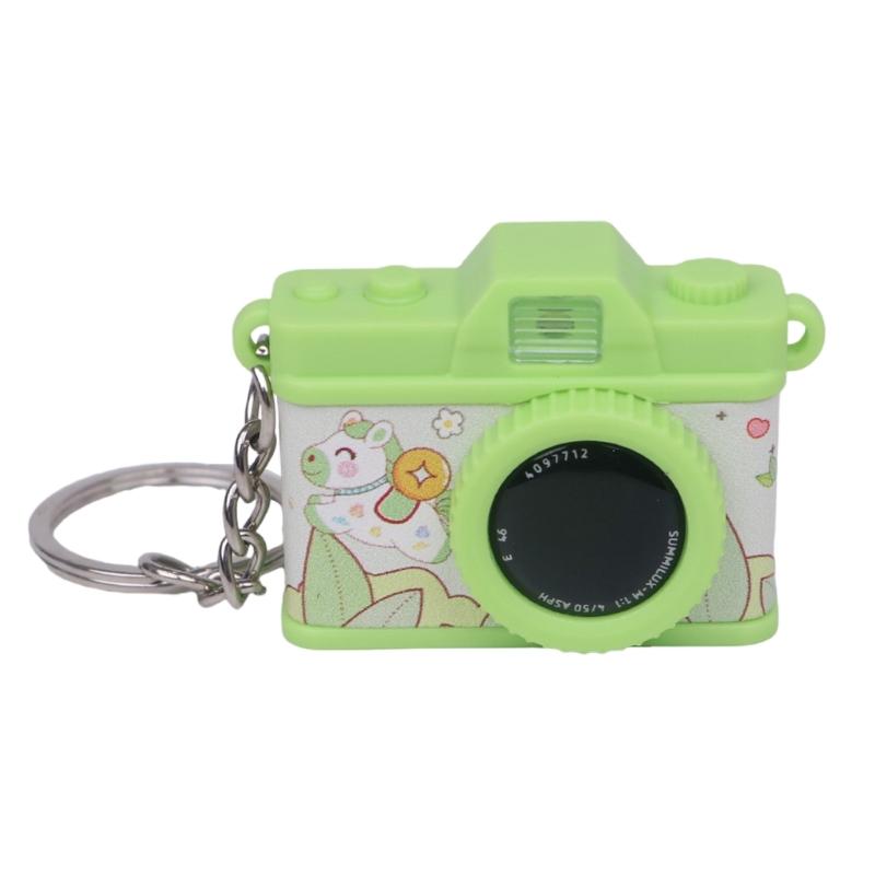 Horse Year Mini Camera Keychain Cartoon Design Lightweight Plastic Key Ring Ornament For Bag Decoration Gift