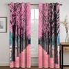 2 Panels Flower Path Printed Curtain Rod Pocket Semi Blackout Window Treatment For Bedroom Office Kitchen Living Room Study Home