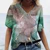 Летние женские футболки с 3D-принтом, градиентная футболка Harajuku, свободные футболки для женской одежды, новые топы с коротким рукавом и V-образным вырезом
