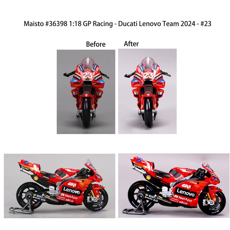 Майсто 1:18 Команда Ducati Lenovo 2024 #1 Франческо Баньяйя #23 Энеа Бастиани Модель гоночного мотоцикла из литого сплава для симуляции Игрушка