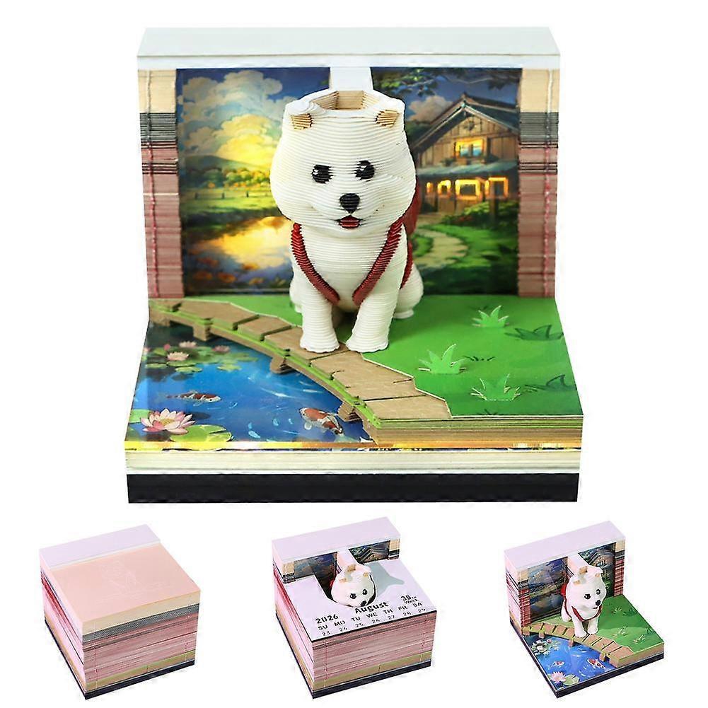 Tear Away Desk Calendar Decor 2026 Time Piece Calendar 2026 Led Light 3D Dog