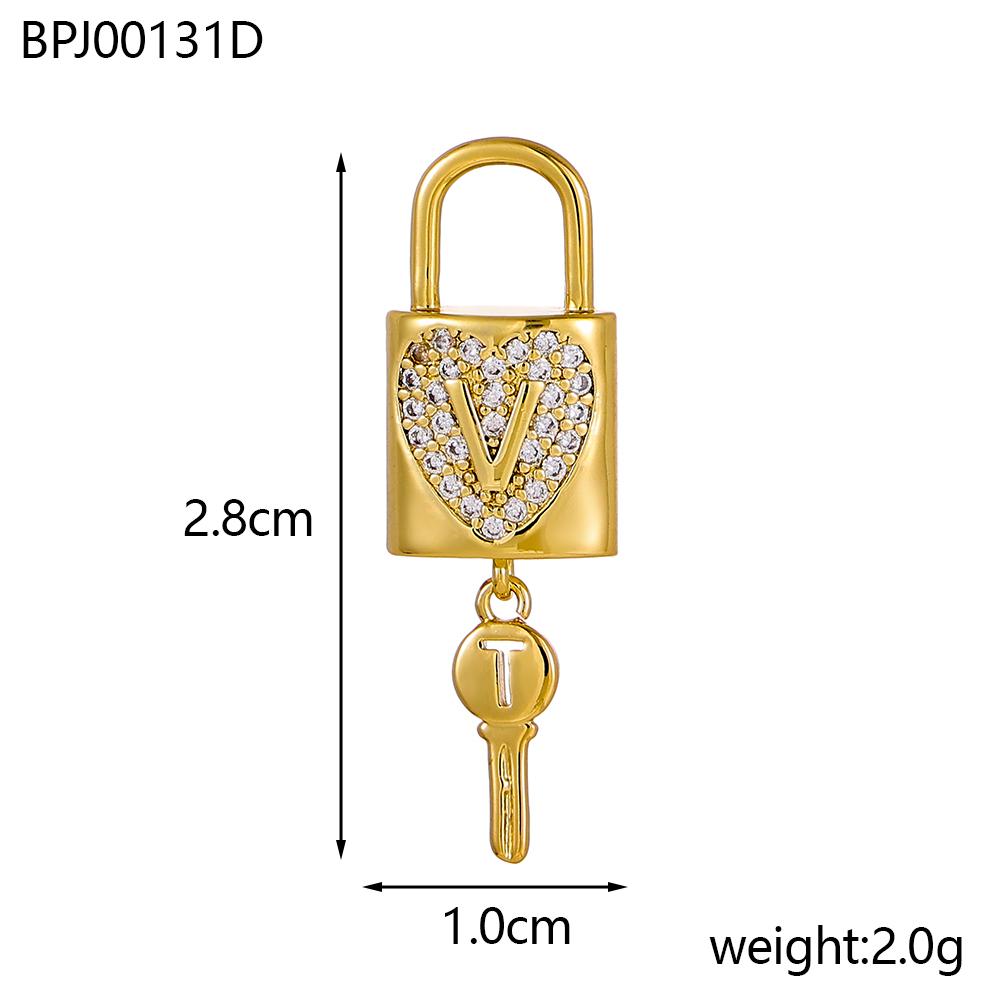 CARLIDANA Изящный Замок с Ключом Подвеска Покрытие 14K Золотом Буква Подвеска Циркон Сердце Любовь Аксессуары для Серьги Браслет Ожерелья