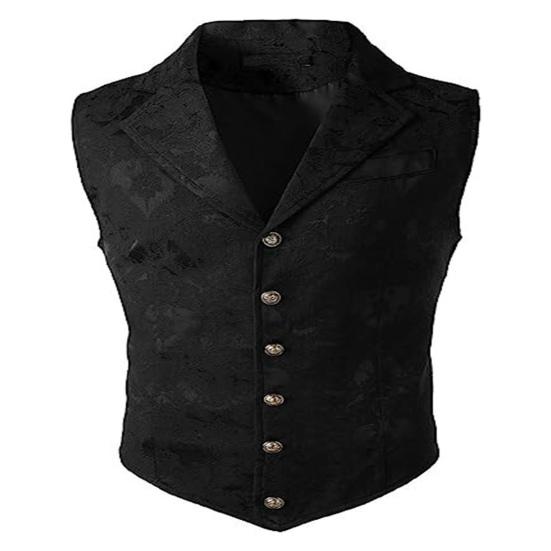 Мужской жилет Формальный деловой стиль Ретро Slim Fit сплошной цвет с отложным воротником однобортный без рукавов на пуговицах мягкий жилет для свадебной вечеринки жениха