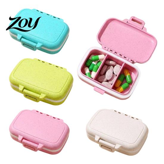 Portable Pill Organizer Three-compartment Organizer, Moisture-proof Buckle Seal Case, Weekly Holder for Travel Compact Plastic Container Morning Lunch