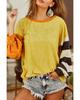 Ginger Colorblock Striped Sleeve Patchwork Drop Shoulder Top