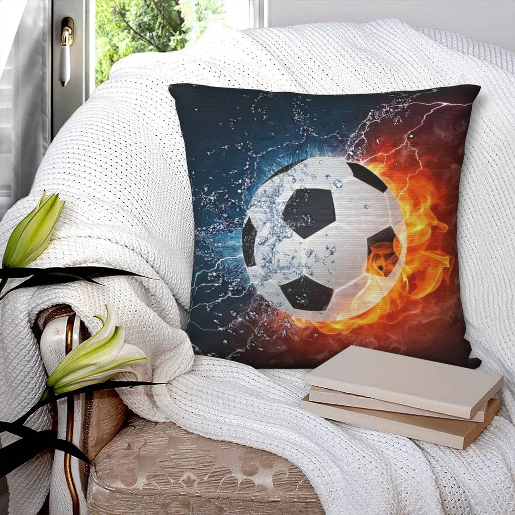 Футбольный мяч в огне и воде Наволочка для подушки Чехол для подушки Мягкая наволочка для кровати дивана офиса автомобиля Декор 18x18 дюймов
